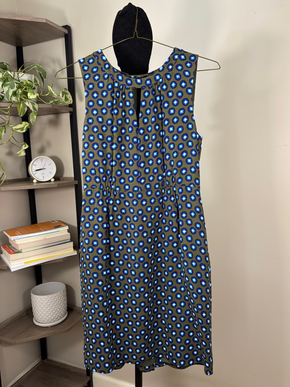J. Crew Sleeveless Navy Blue Dot Shift Dress